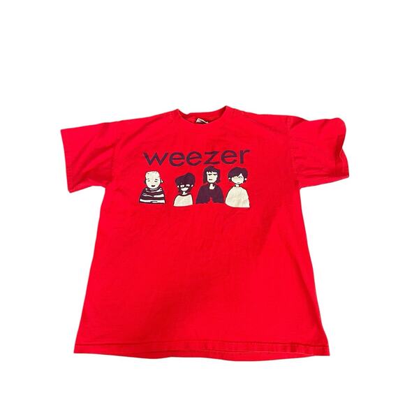 VINTAGE Weezer Rock Band Red Shirt Size LARGE - Picture 2 of 12